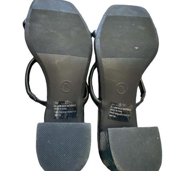 A New Day Black Faux Leather Sandals Sparkly Wedge Heel Sz 7.5M NWOB - Picture 2 of 8